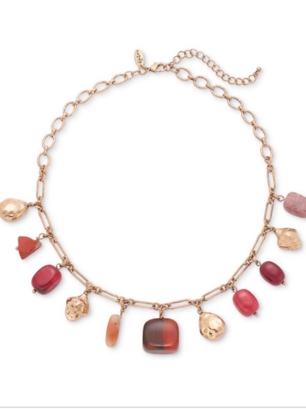 Style & Co. Gold-Tone Necklace with Red and Pink Stone Charms